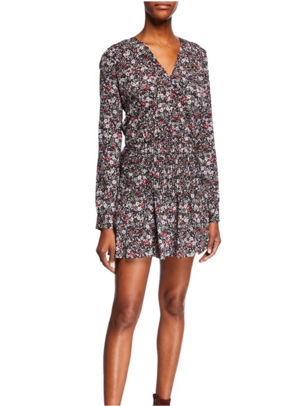 Veronica Beard Naomi Floral Silk Blend Mini Dress Size 2 Pleated